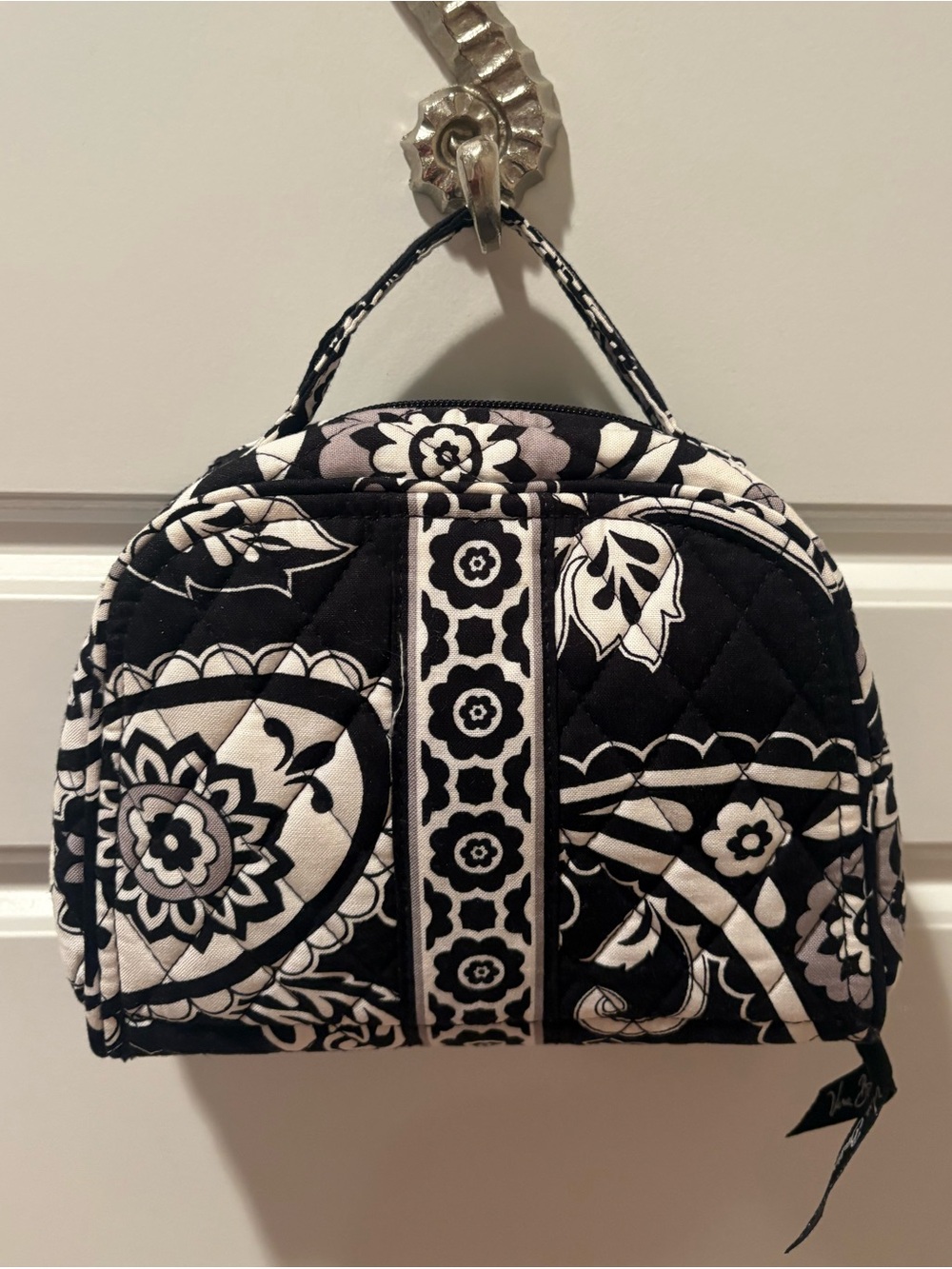 Vera Bradley Quilted Black & White Print Travel  Toiletry/Cosmetic/Jewelry Pouch